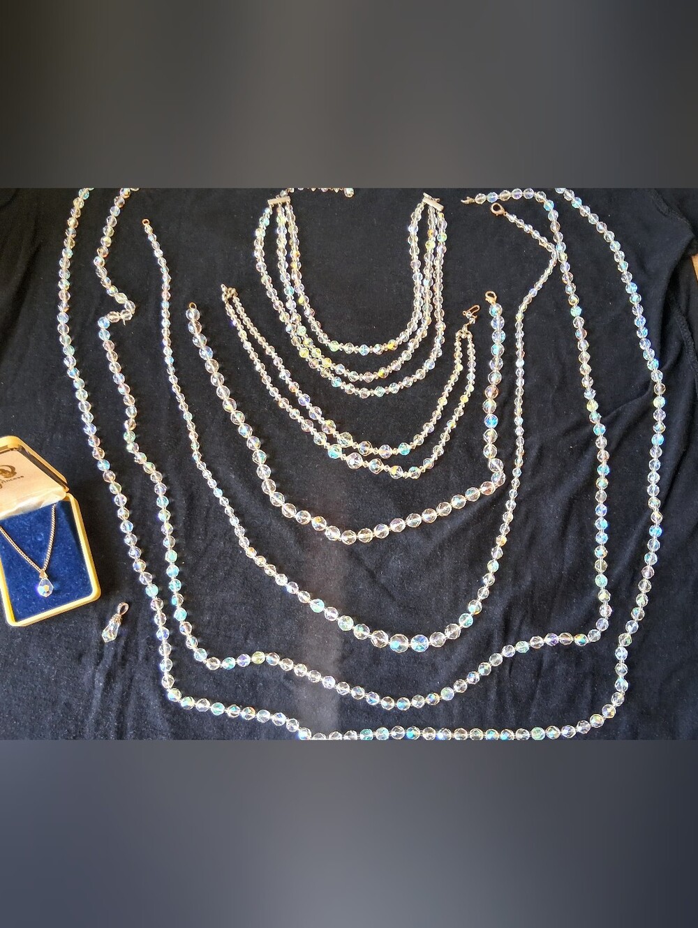 Crystal Aurora Borealis Bead Necklace Lot